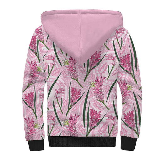 Australia Kangaroo Paws Sherpa Hoodie Aussie Native Flowers Indigenous Art - Aussie Hoodie