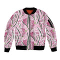 Australia Kangaroo Paws Sleeve Zip Bomber Jacket Aussie Native Flowers Indigenous Art - Aussie Hoodie