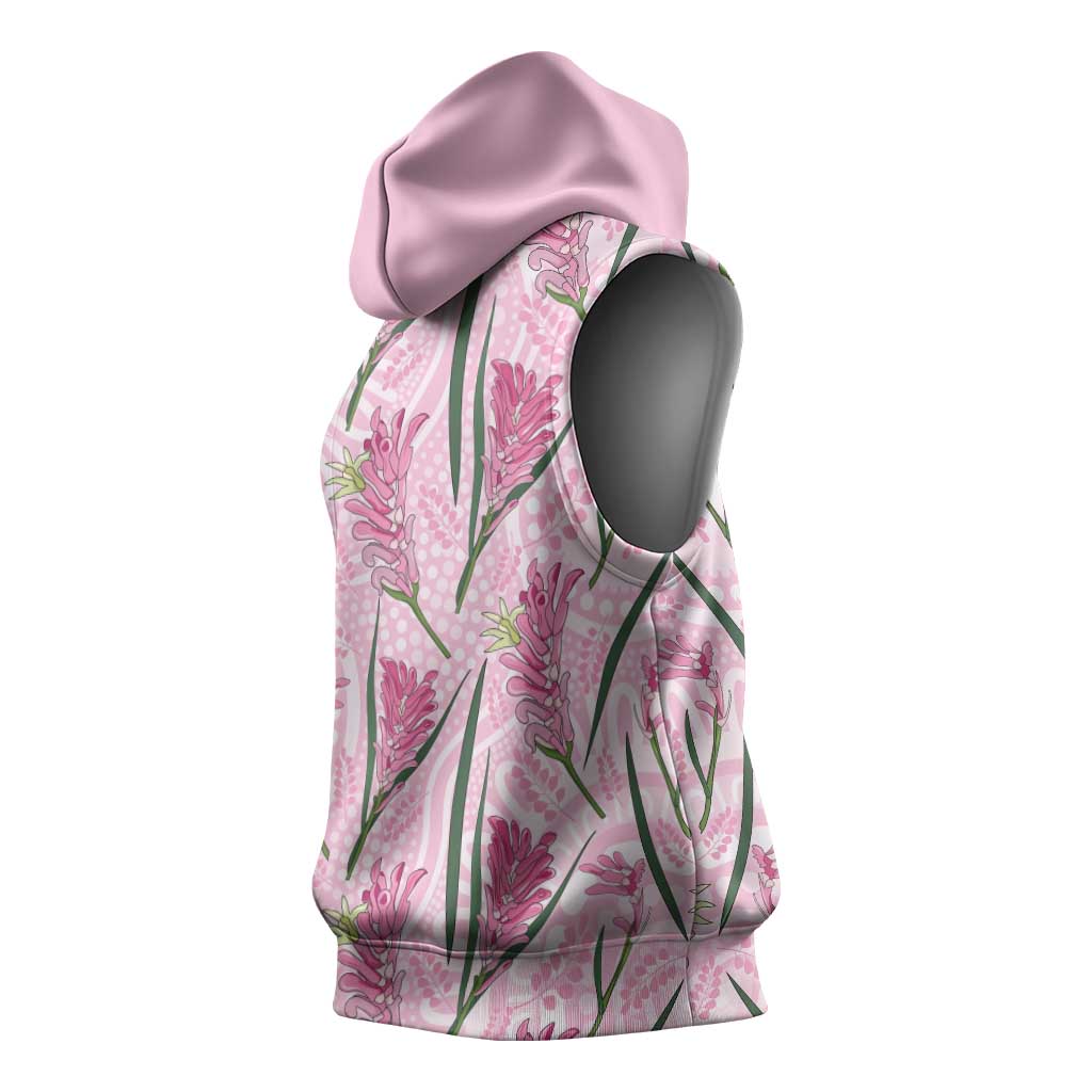Australia Kangaroo Paws Sleeveless Hoodie Aussie Native Flowers Indigenous Art - Aussie Hoodie