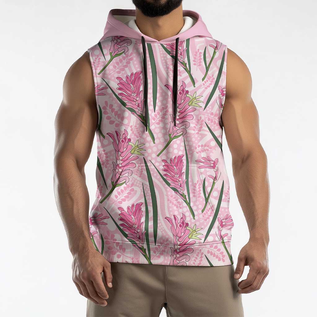 Australia Kangaroo Paws Sleeveless Hoodie Aussie Native Flowers Indigenous Art - Aussie Hoodie