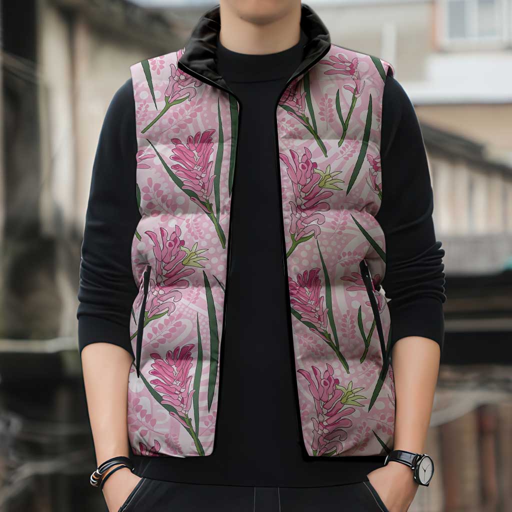 Australia Kangaroo Paws Sleeveless Puffer Jacket Aussie Native Flowers Indigenous Art - Aussie Hoodie
