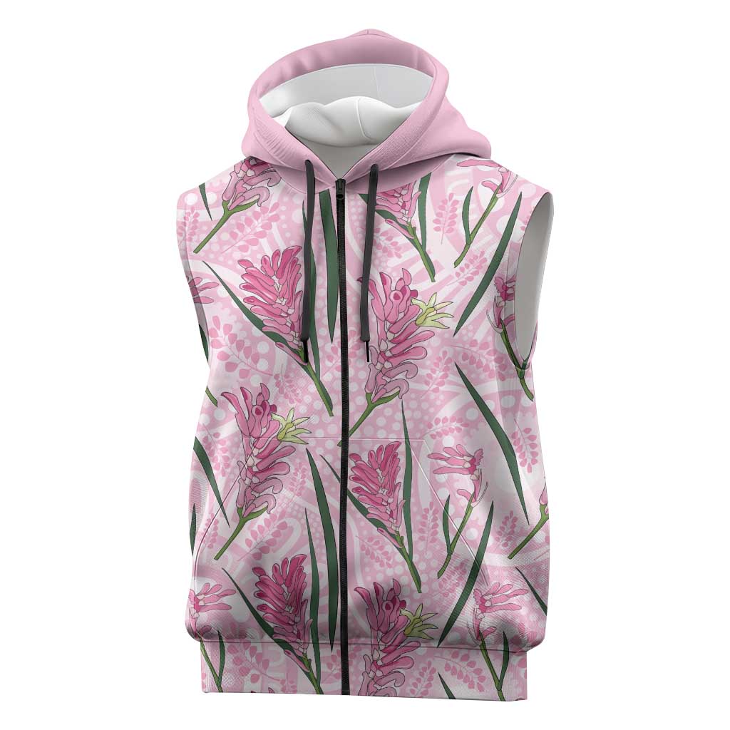 Australia Kangaroo Paws Sleeveless Zip Hoodie Aussie Native Flowers Indigenous Art LT14