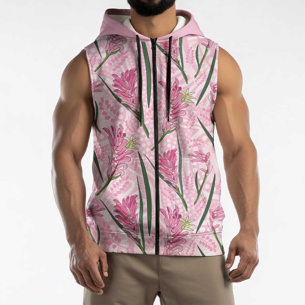 Australia Kangaroo Paws Sleeveless Zip Hoodie Aussie Native Flowers Indigenous Art LT14