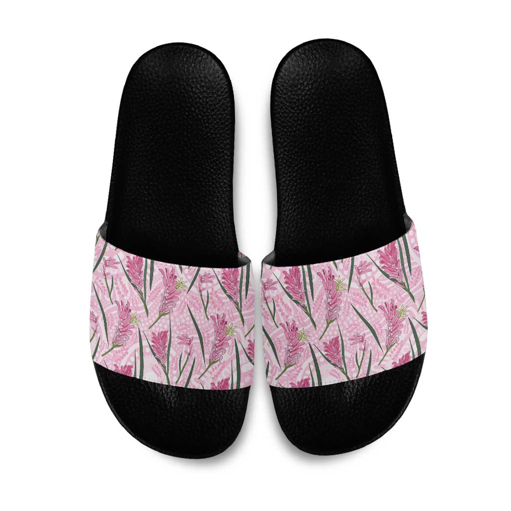 Australia Kangaroo Paws Slide Sandals Aussie Native Flowers Indigenous Art - Aussie Hoodie