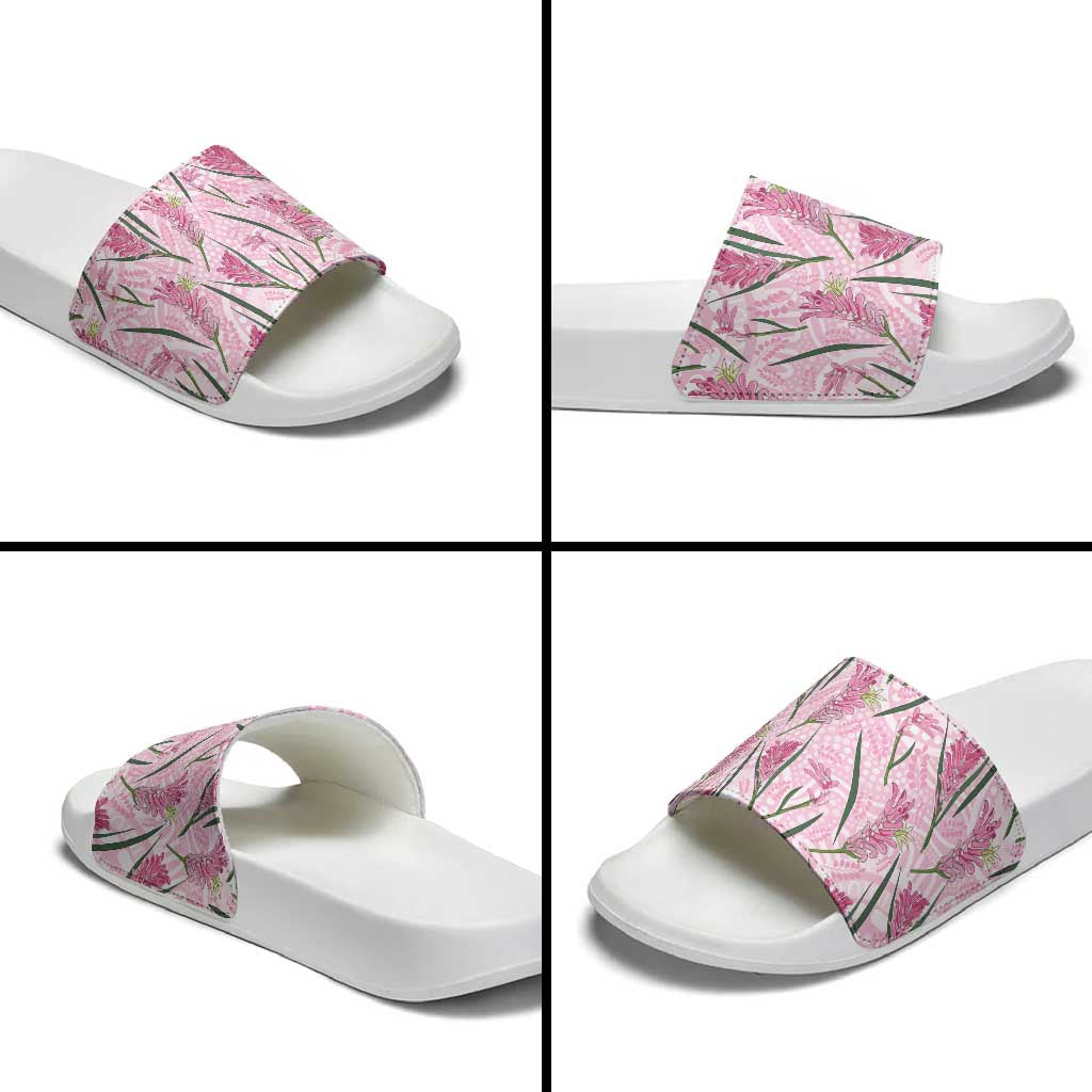 Australia Kangaroo Paws Slide Sandals Aussie Native Flowers Indigenous Art - Aussie Hoodie