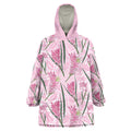 Australia Kangaroo Paws Wearable Blanket Hoodie Aussie Native Flowers Indigenous Art - Aussie Hoodie