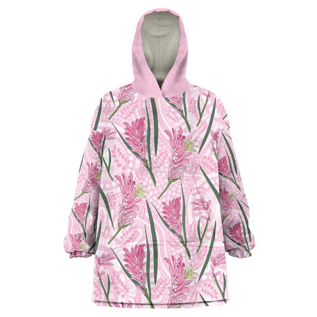 Australia Kangaroo Paws Wearable Blanket Hoodie Aussie Native Flowers Indigenous Art - Aussie Hoodie
