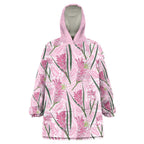 Australia Kangaroo Paws Wearable Blanket Hoodie Aussie Native Flowers Indigenous Art - Aussie Hoodie