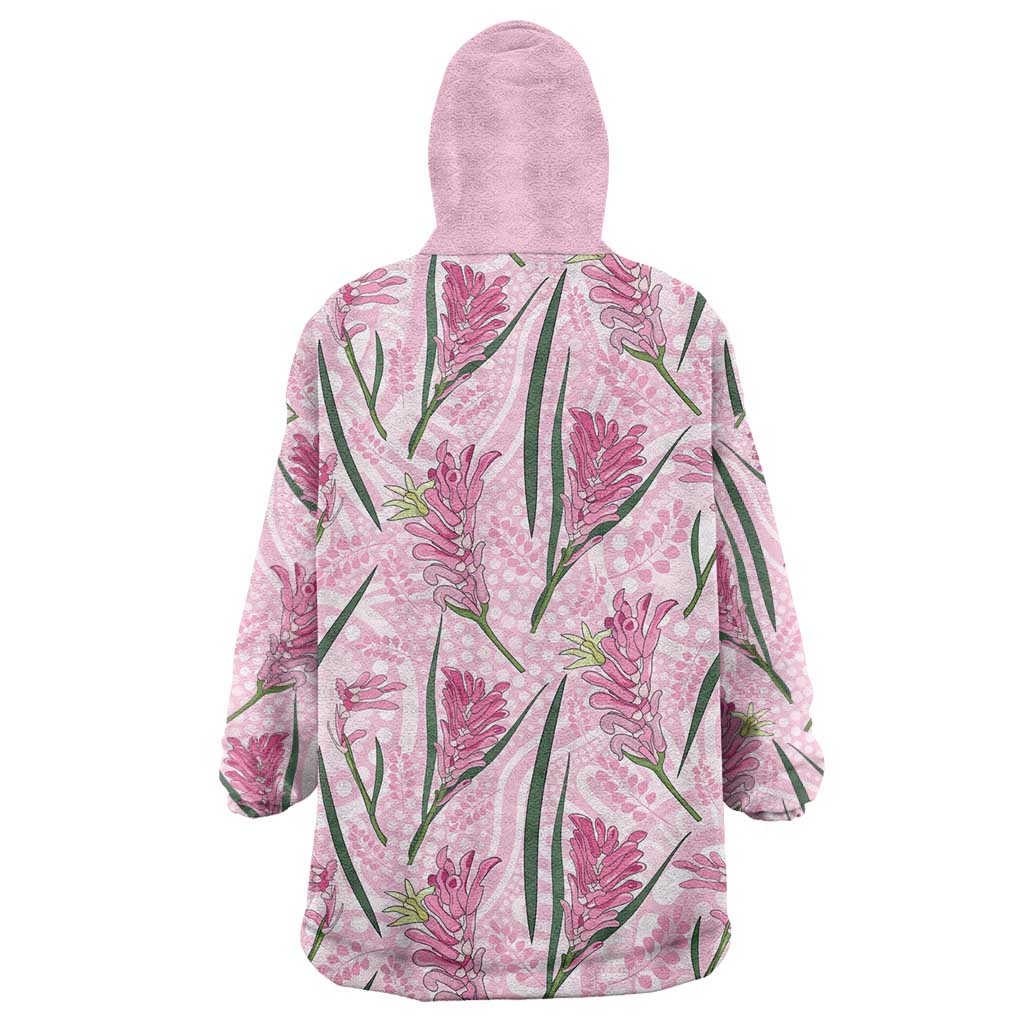 Australia Kangaroo Paws Wearable Blanket Hoodie Aussie Native Flowers Indigenous Art - Aussie Hoodie