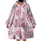 Australia Kangaroo Paws Wearable Blanket Hoodie Aussie Native Flowers Indigenous Art - Aussie Hoodie