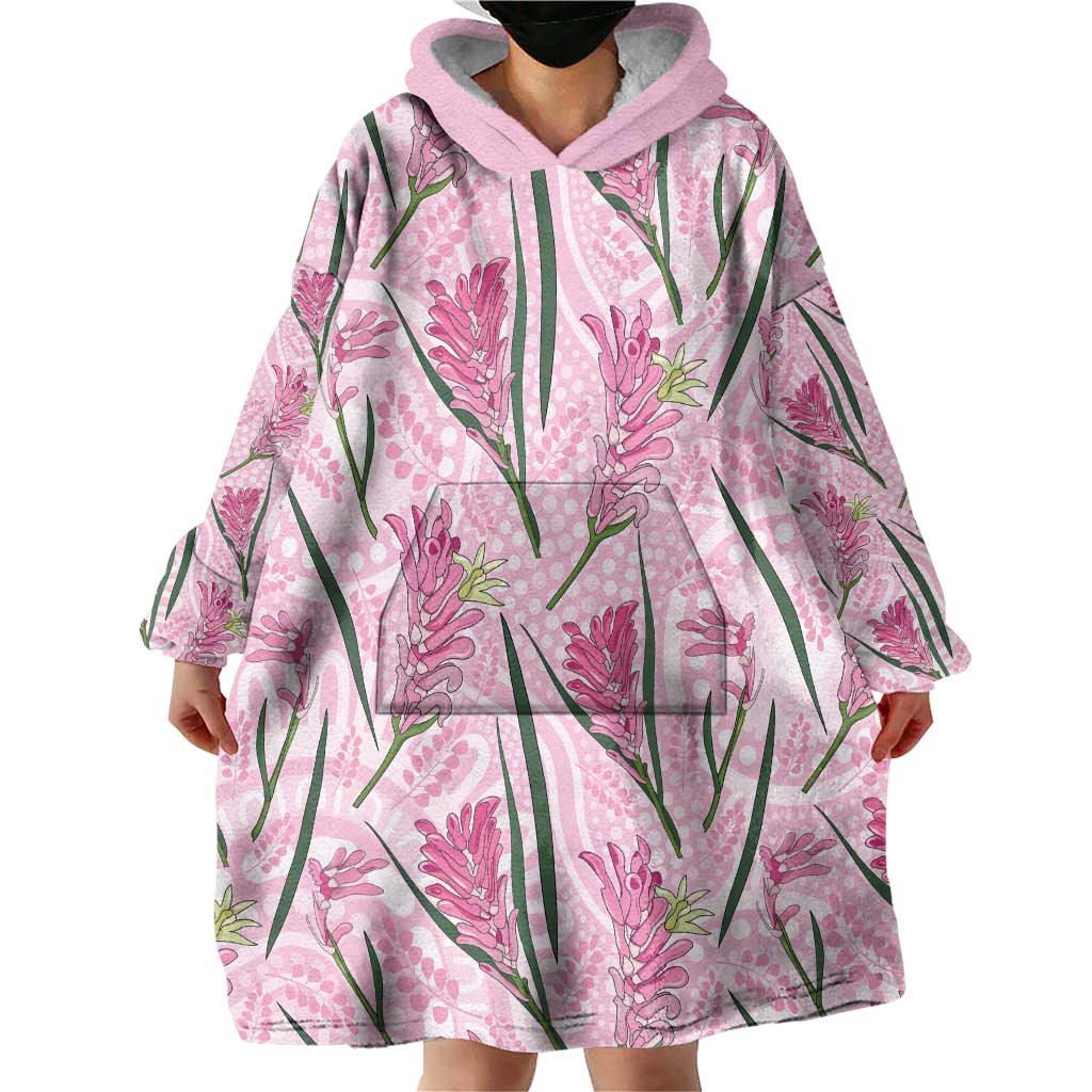 Australia Kangaroo Paws Wearable Blanket Hoodie Aussie Native Flowers Indigenous Art - Aussie Hoodie