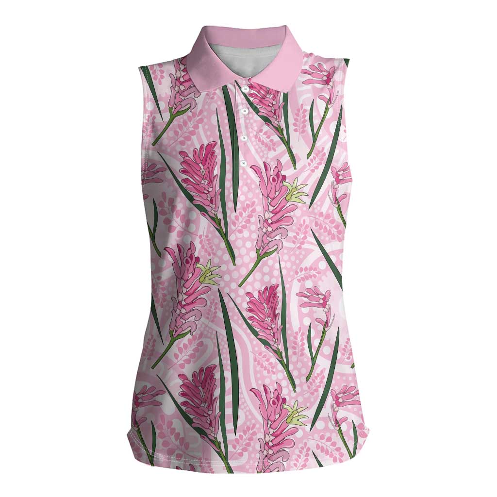 Australia Kangaroo Paws Women Sleeveless Polo Shirt Aussie Native Flowers Indigenous Art - Aussie Hoodie