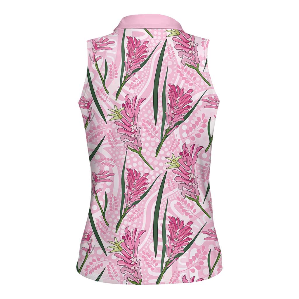 Australia Kangaroo Paws Women Sleeveless Polo Shirt Aussie Native Flowers Indigenous Art - Aussie Hoodie