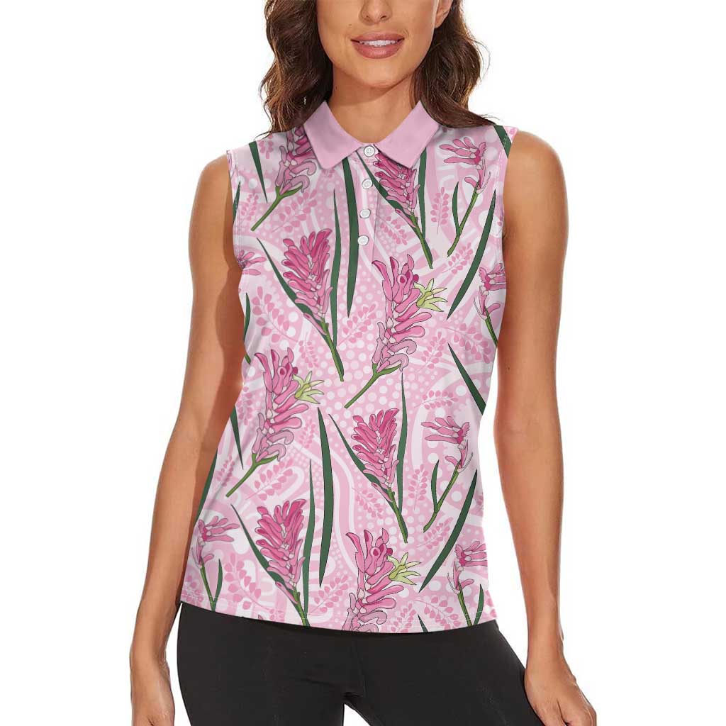 Australia Kangaroo Paws Women Sleeveless Polo Shirt Aussie Native Flowers Indigenous Art - Aussie Hoodie