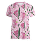 Australia Kangaroo Paws Women V-Neck T-Shirt Aussie Native Flowers Indigenous Art - Aussie Hoodie