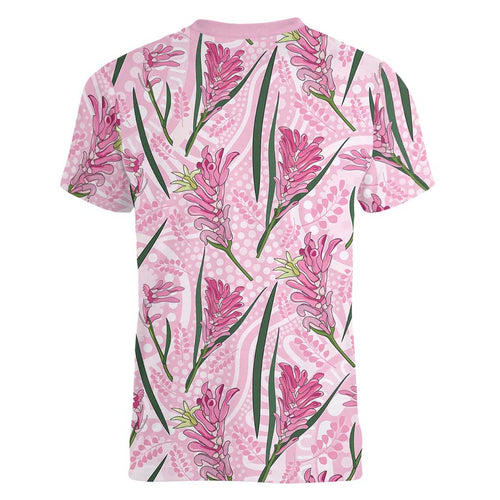 Australia Kangaroo Paws Women V-Neck T-Shirt Aussie Native Flowers Indigenous Art - Aussie Hoodie