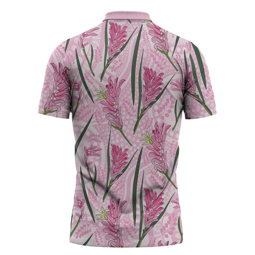 Australia Kangaroo Paws Zipper Polo Shirt Aussie Native Flowers Indigenous Art - Aussie Hoodie