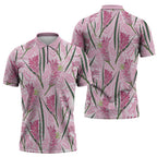 Australia Kangaroo Paws Zipper Polo Shirt Aussie Native Flowers Indigenous Art - Aussie Hoodie