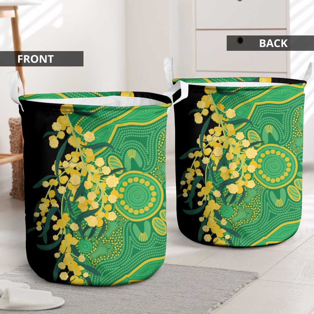 Australia Golden Wattle Laundry Basket Aussie Native Flowers Indigenous Art - Aussie Hoodie