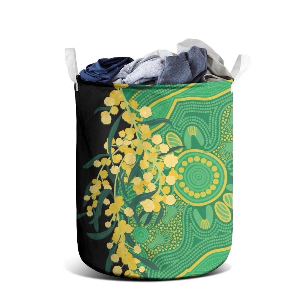 Australia Golden Wattle Laundry Basket Aussie Native Flowers Indigenous Art - Aussie Hoodie