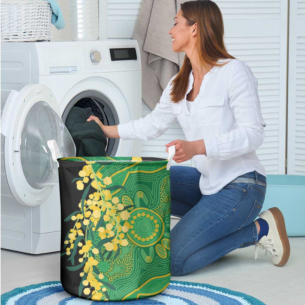 Australia Golden Wattle Laundry Basket Aussie Native Flowers Indigenous Art - Aussie Hoodie