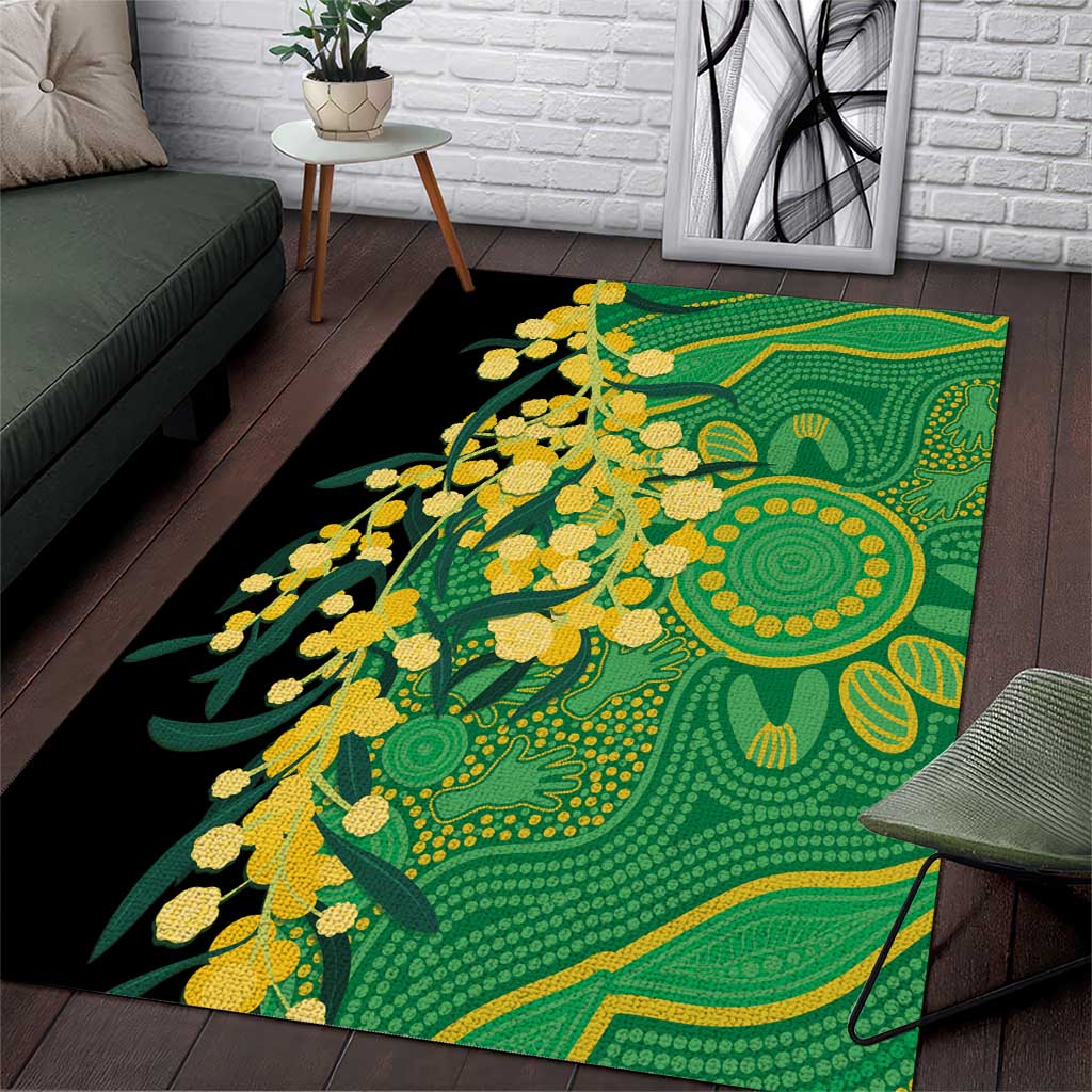 Australia Golden Wattle Area Rug Aussie Native Flowers Indigenous Art - Aussie Hoodie