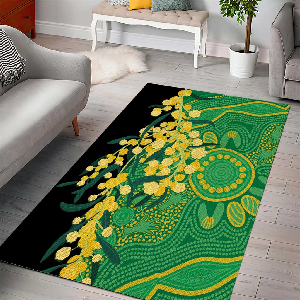 Australia Golden Wattle Area Rug Aussie Native Flowers Indigenous Art - Aussie Hoodie