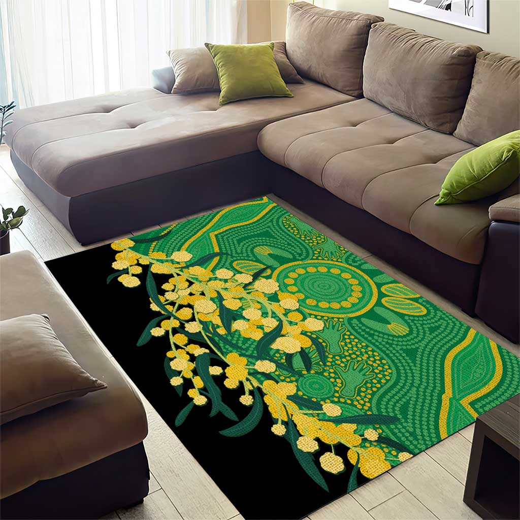 Australia Golden Wattle Area Rug Aussie Native Flowers Indigenous Art - Aussie Hoodie
