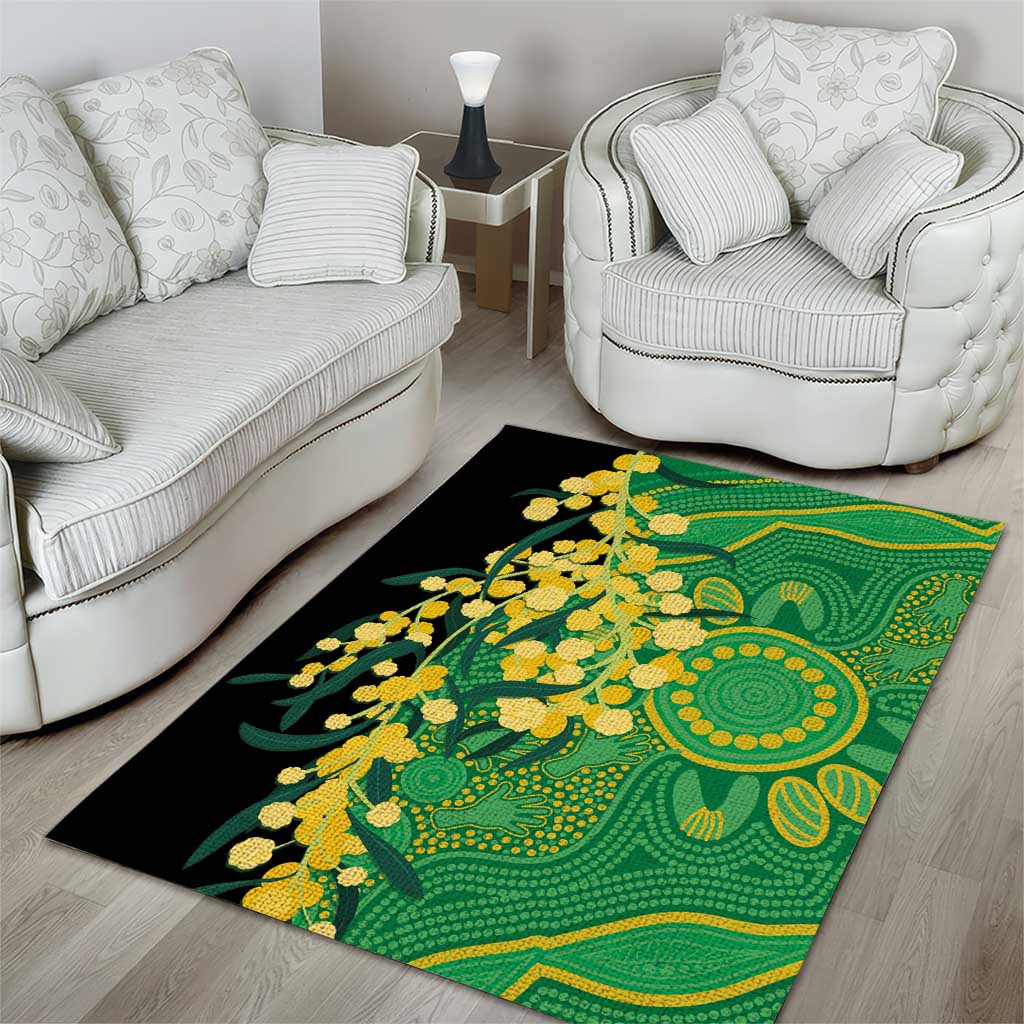 Australia Golden Wattle Area Rug Aussie Native Flowers Indigenous Art - Aussie Hoodie