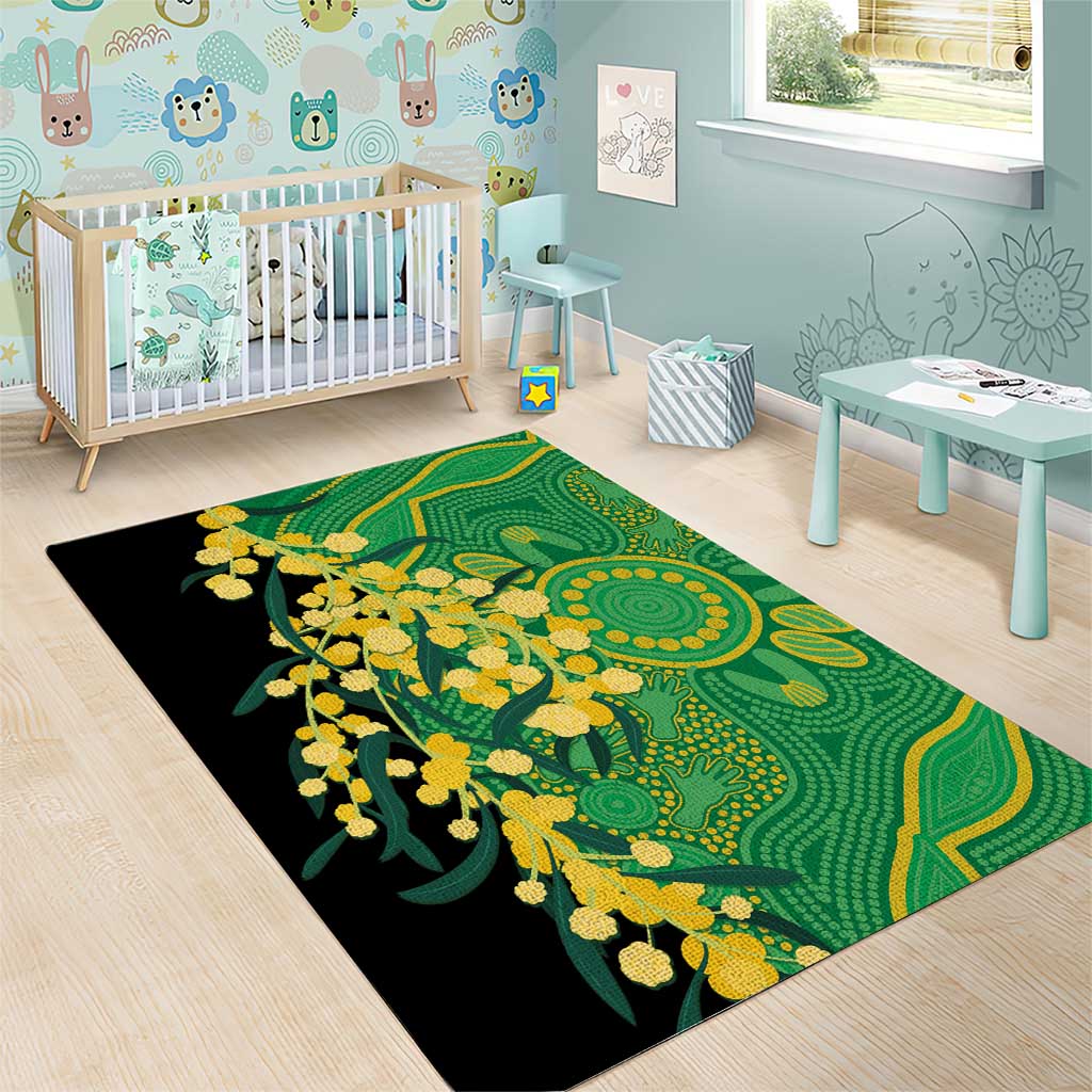 Australia Golden Wattle Area Rug Aussie Native Flowers Indigenous Art - Aussie Hoodie