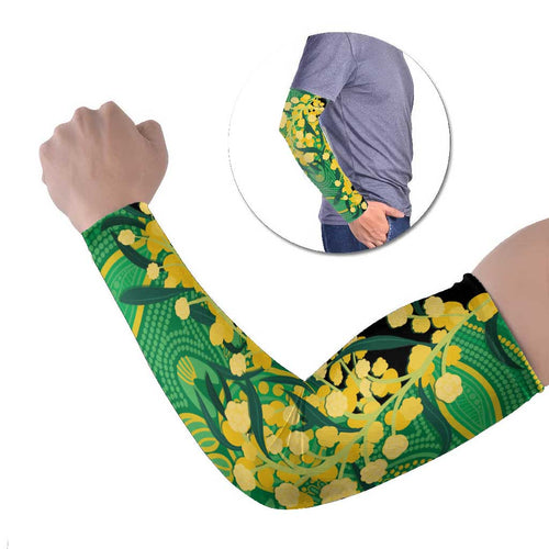 Australia Golden Wattle Arm Sleeves Aussie Native Flowers Indigenous Art - Aussie Hoodie