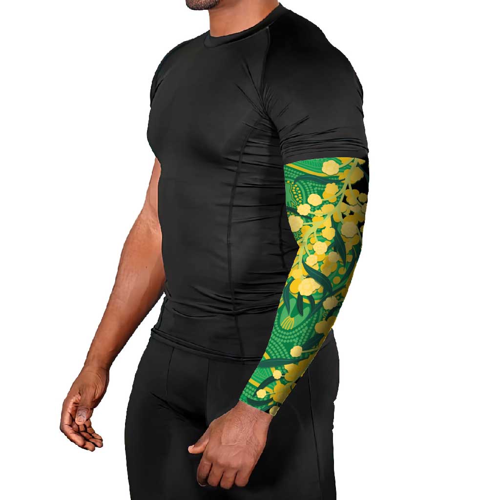 Australia Golden Wattle Arm Sleeves Aussie Native Flowers Indigenous Art - Aussie Hoodie