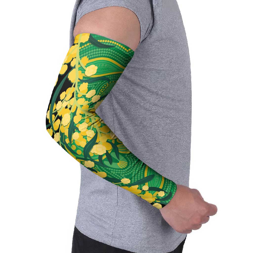 Australia Golden Wattle Arm Sleeves Aussie Native Flowers Indigenous Art - Aussie Hoodie
