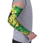 Australia Golden Wattle Arm Sleeves Aussie Native Flowers Indigenous Art - Aussie Hoodie