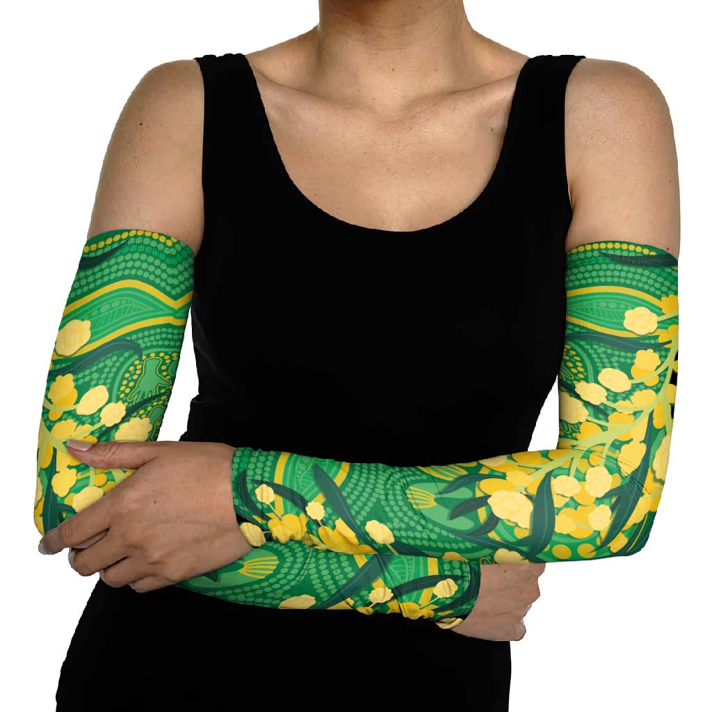 Australia Golden Wattle Arm Sleeves Aussie Native Flowers Indigenous Art - Aussie Hoodie
