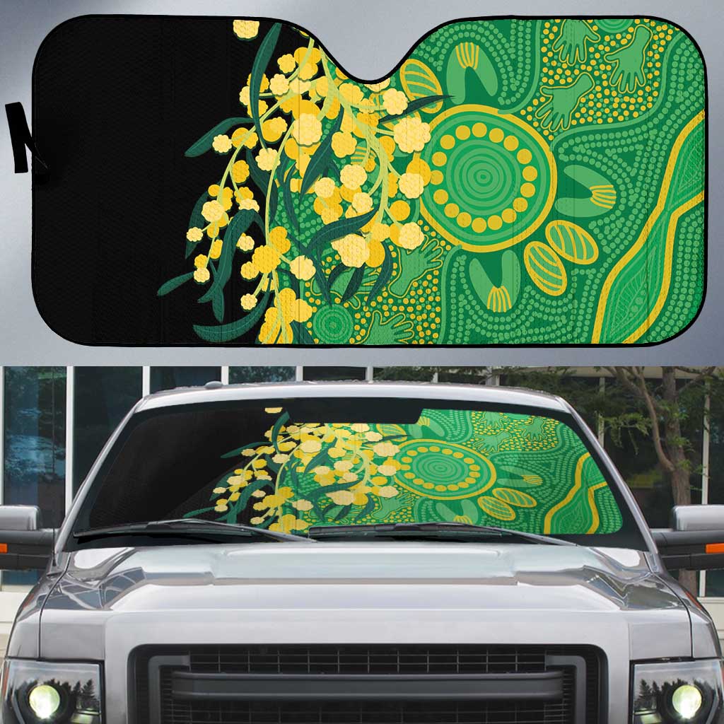 Australia Golden Wattle Auto Sun Shade Aussie Native Flowers Indigenous Art - Aussie Hoodie