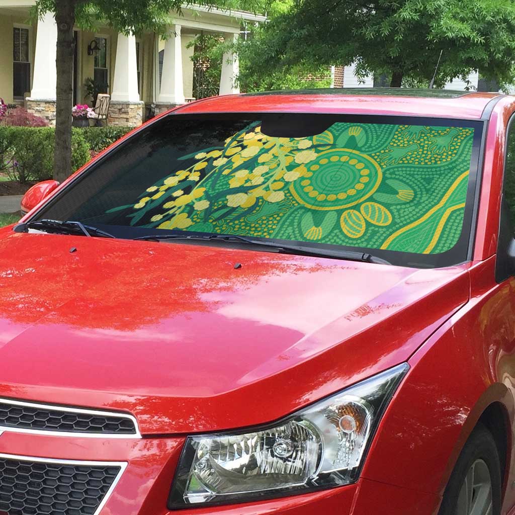 Australia Golden Wattle Auto Sun Shade Aussie Native Flowers Indigenous Art - Aussie Hoodie