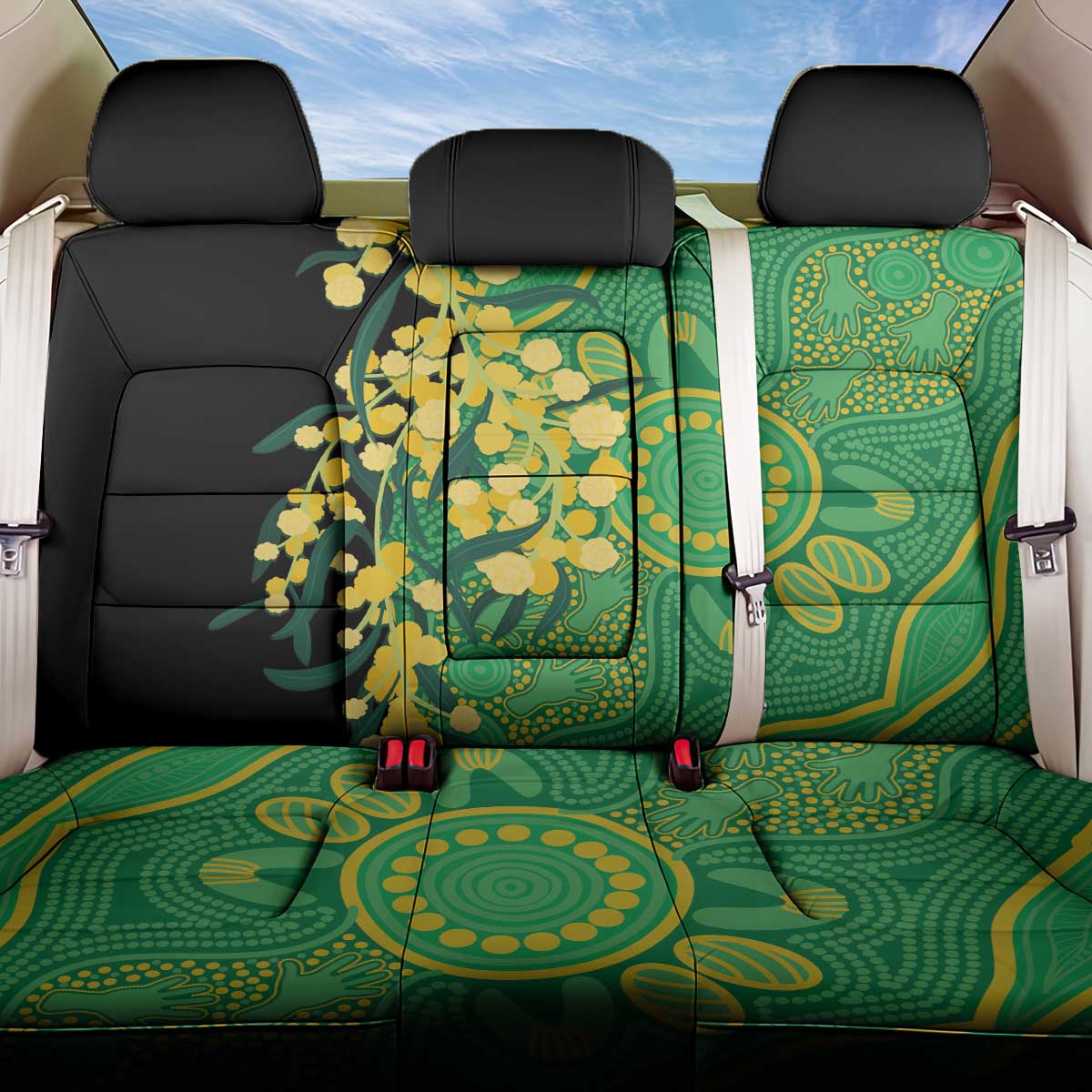 Australia Golden Wattle Back Car Seat Cover Aussie Native Flowers Indigenous Art - Aussie Hoodie