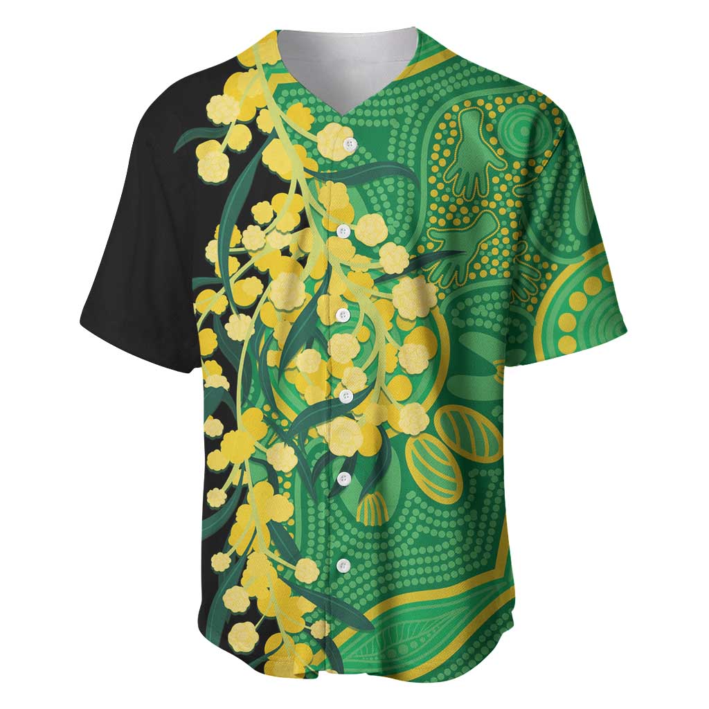 Australia Golden Wattle Baseball Jersey Aussie Native Flowers Indigenous Art - Aussie Hoodie