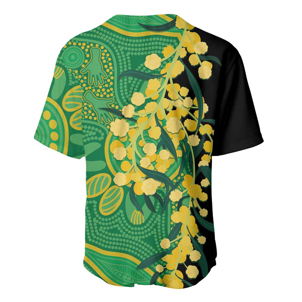 Australia Golden Wattle Baseball Jersey Aussie Native Flowers Indigenous Art - Aussie Hoodie