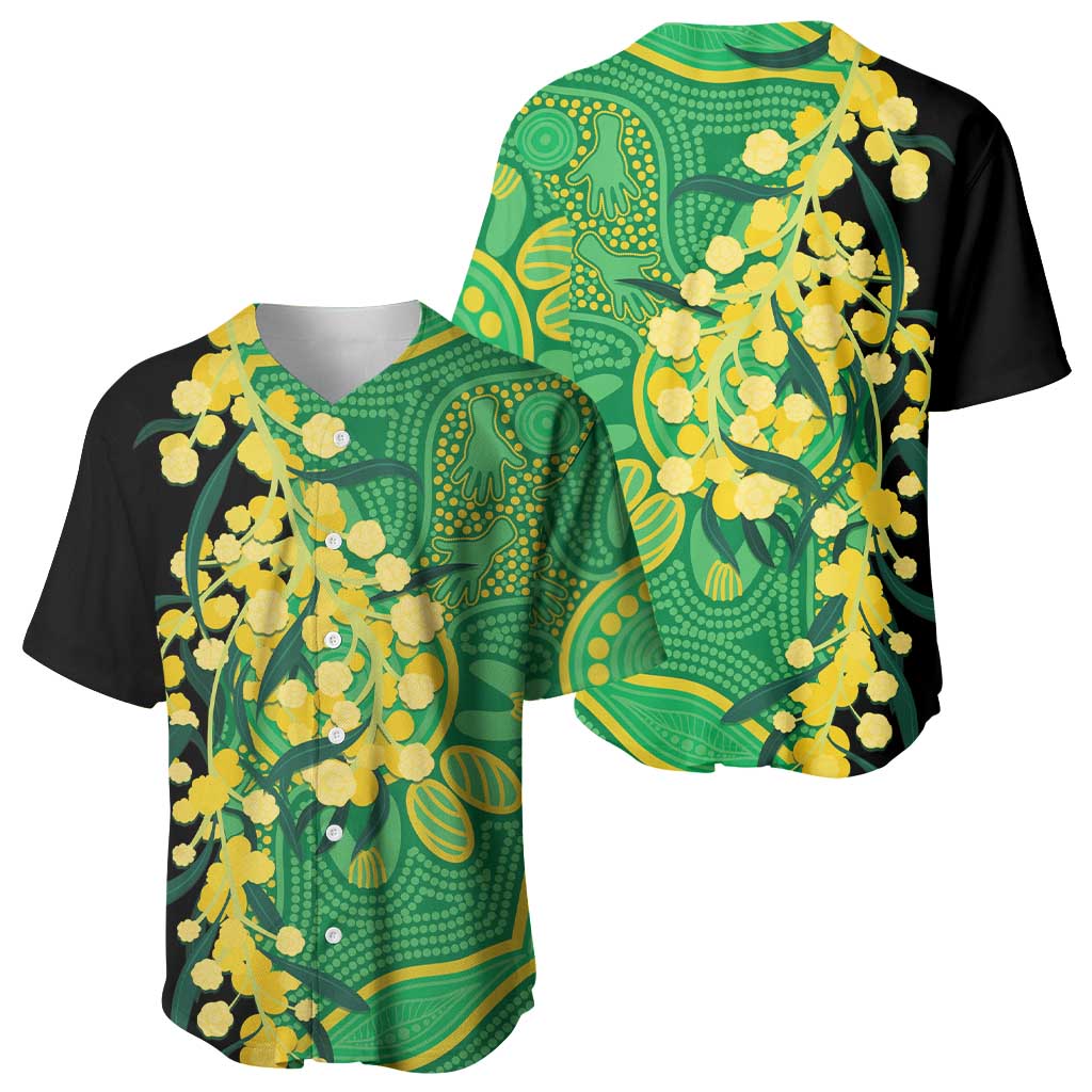 Australia Golden Wattle Baseball Jersey Aussie Native Flowers Indigenous Art - Aussie Hoodie
