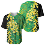 Australia Golden Wattle Baseball Jersey Aussie Native Flowers Indigenous Art - Aussie Hoodie