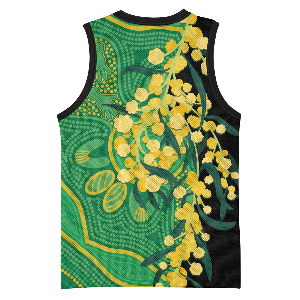 Australia Golden Wattle Basketball Jersey Aussie Native Flowers Indigenous Art - Aussie Hoodie