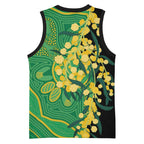 Australia Golden Wattle Basketball Jersey Aussie Native Flowers Indigenous Art - Aussie Hoodie