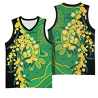 Australia Golden Wattle Basketball Jersey Aussie Native Flowers Indigenous Art - Aussie Hoodie