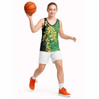 Australia Golden Wattle Basketball Jersey Aussie Native Flowers Indigenous Art - Aussie Hoodie