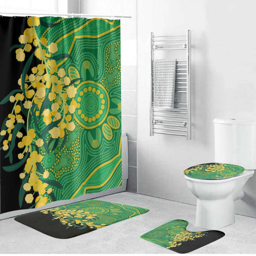 Australia Golden Wattle Bathroom Set Aussie Native Flowers Indigenous Art - Aussie Hoodie
