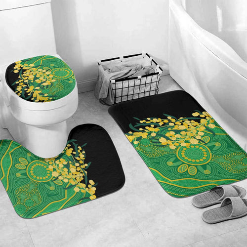 Australia Golden Wattle Bathroom Set Aussie Native Flowers Indigenous Art - Aussie Hoodie