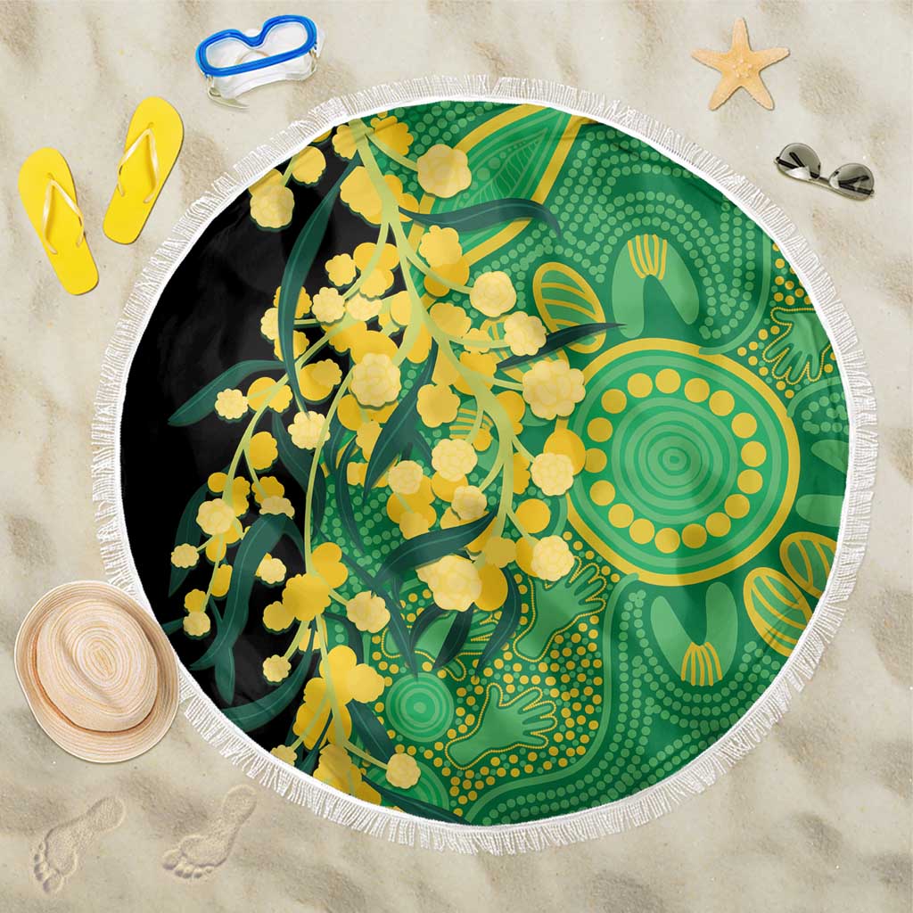 Australia Golden Wattle Beach Blanket Aussie Native Flowers Indigenous Art - Aussie Hoodie