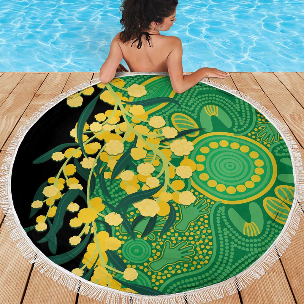 Australia Golden Wattle Beach Blanket Aussie Native Flowers Indigenous Art - Aussie Hoodie